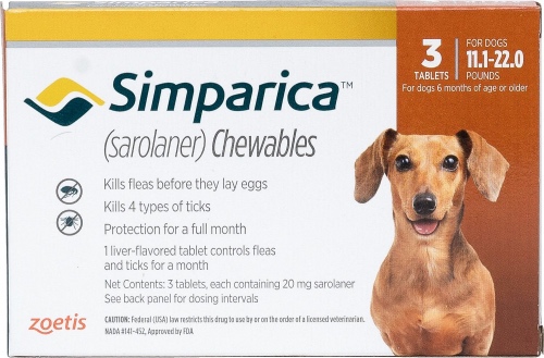 Simparica 20 mg 3 chewable tablets for dogs 11.1-22 lbs (Orange) 1