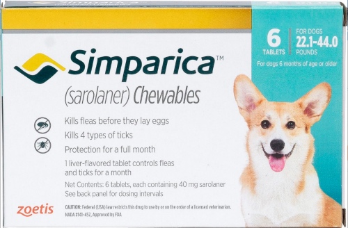 Simparica 40 mg 6 chewable tablets for dogs 22.1-44 lbs (Blue) 1
