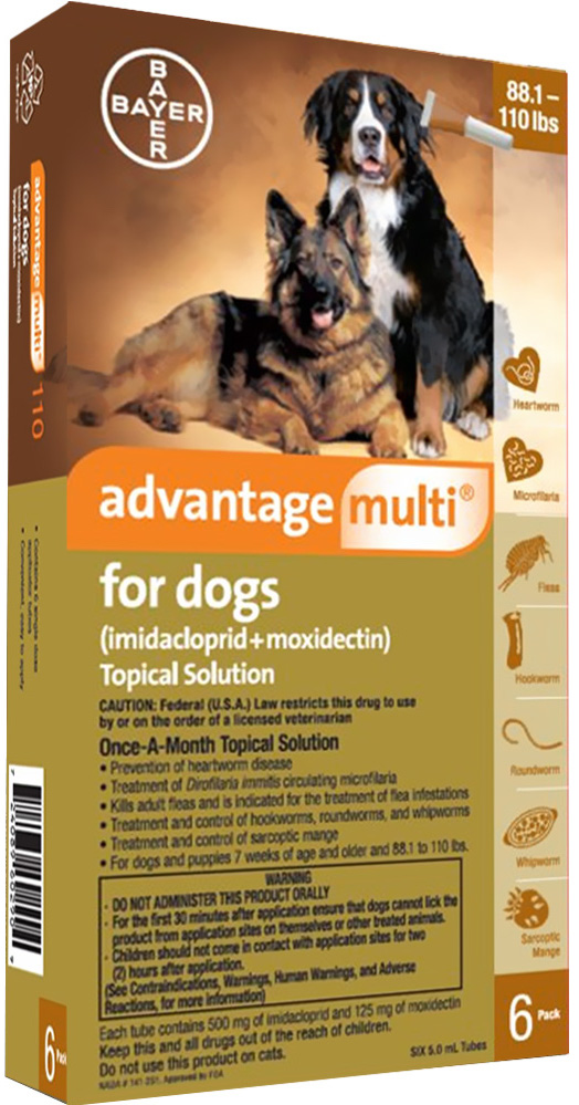 Advantage Multi for Dogs 6 doses 88.1-110 lbs (Brown) 1