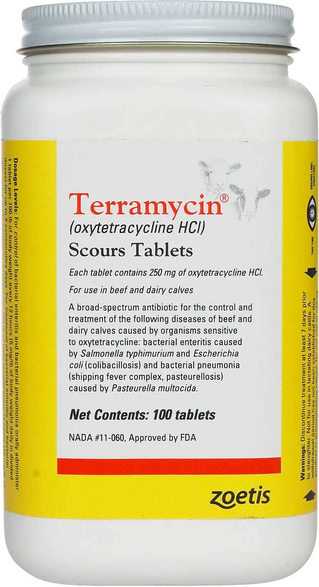 Terramycin Scours Tablets 100 count 250 mg 1