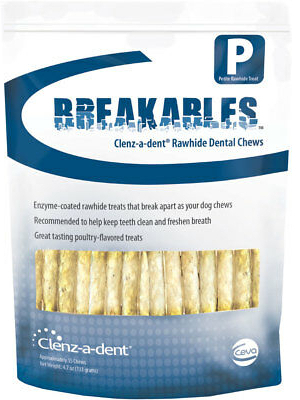 Clenz-a-dent Breakables Rawhide Chews for petite dogs 15 comprimidos 1