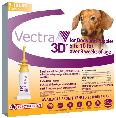 Vectra 3D 3 doses for dogs 5-10 lbs (Gold) 1