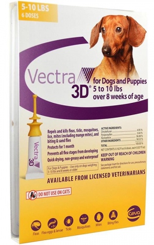 Vectra 3D 6 doses for dogs 5-10 lbs (Gold) 1
