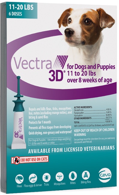 Vectra 3D 6 doses for dogs 11-20 lbs (Teal) 1