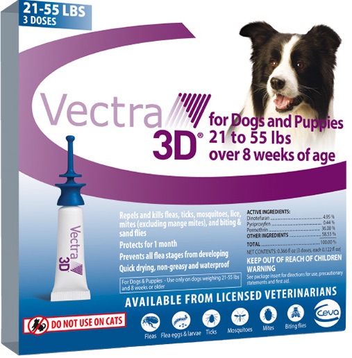 Vectra 3D 3 doses for dogs 21-55 lbs (Blue) 1