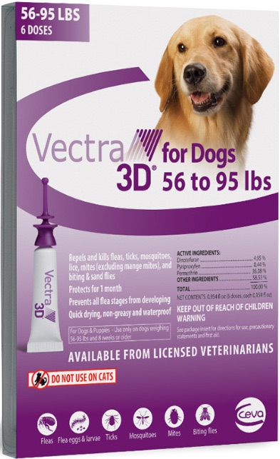 Vectra 3D 6 doses for dogs 56-95 lbs (Purple) 1
