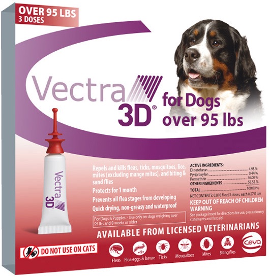 Vectra 3D 3 doses for dogs over 95 lbs (Red) 1