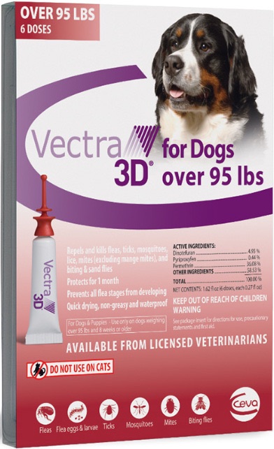 Vectra 3D for dogs over 95 lbs (Red) 6 doses 1