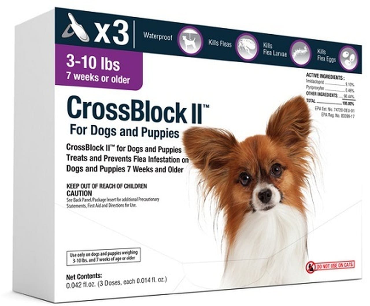 CrossBlock II para Perros para perros y cachorros de 3 a 10 libras 3 dosis 1