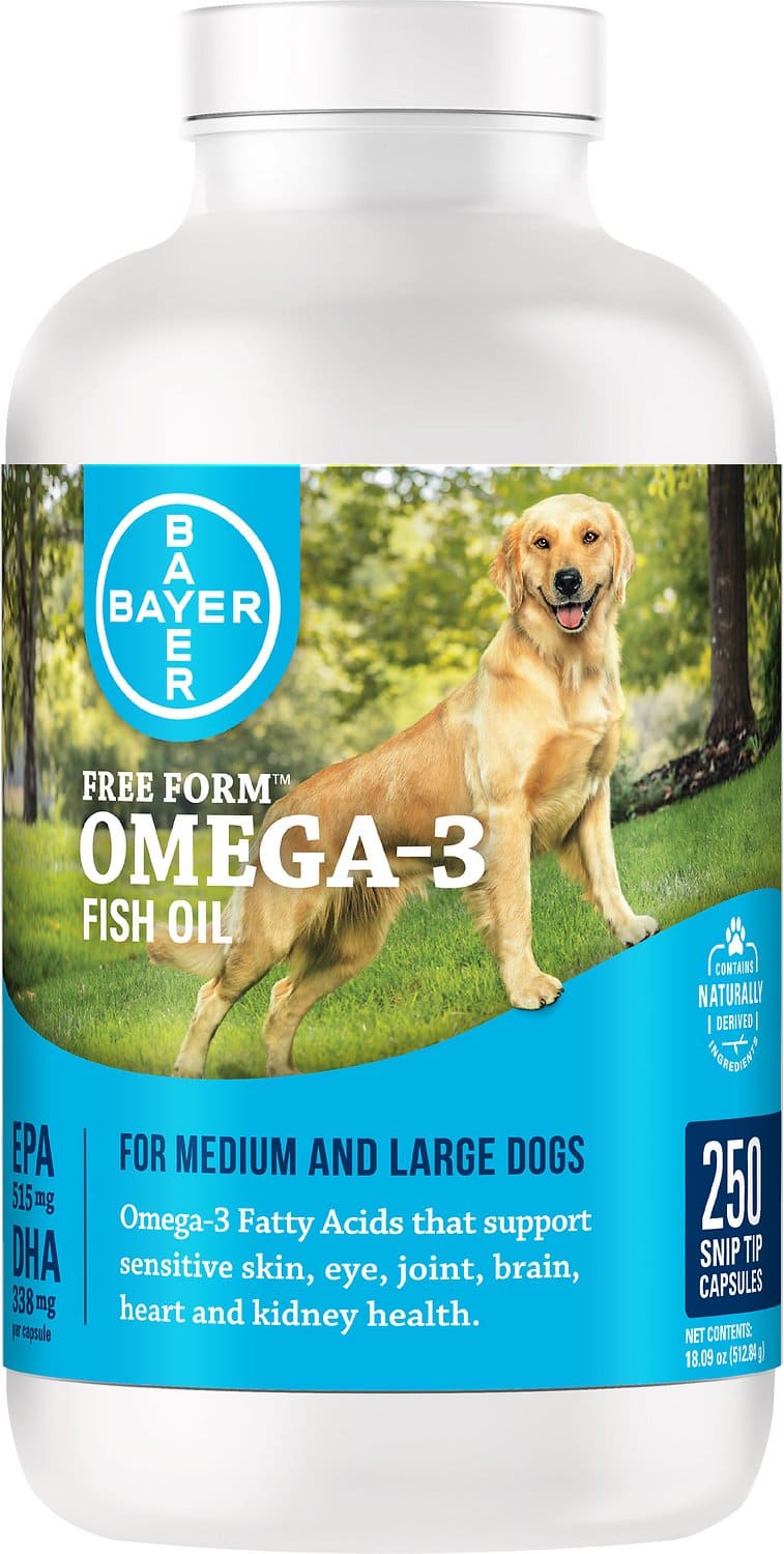 Free Form Omega-3 Snip Tips para perros medianos y grandes 250 cápsulas 1
