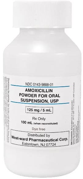 Amoxicillin for Oral Suspension 125 mg/5 ml 100 ml 1