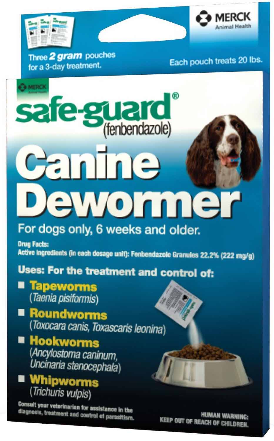 Safe-Guard Canine Dewormer 3 pouches Three 2 gram pouches 1