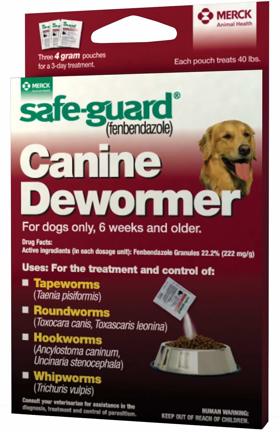 Safe-Guard Canine Dewormer 3 pouches Three 4 gram pouches 1