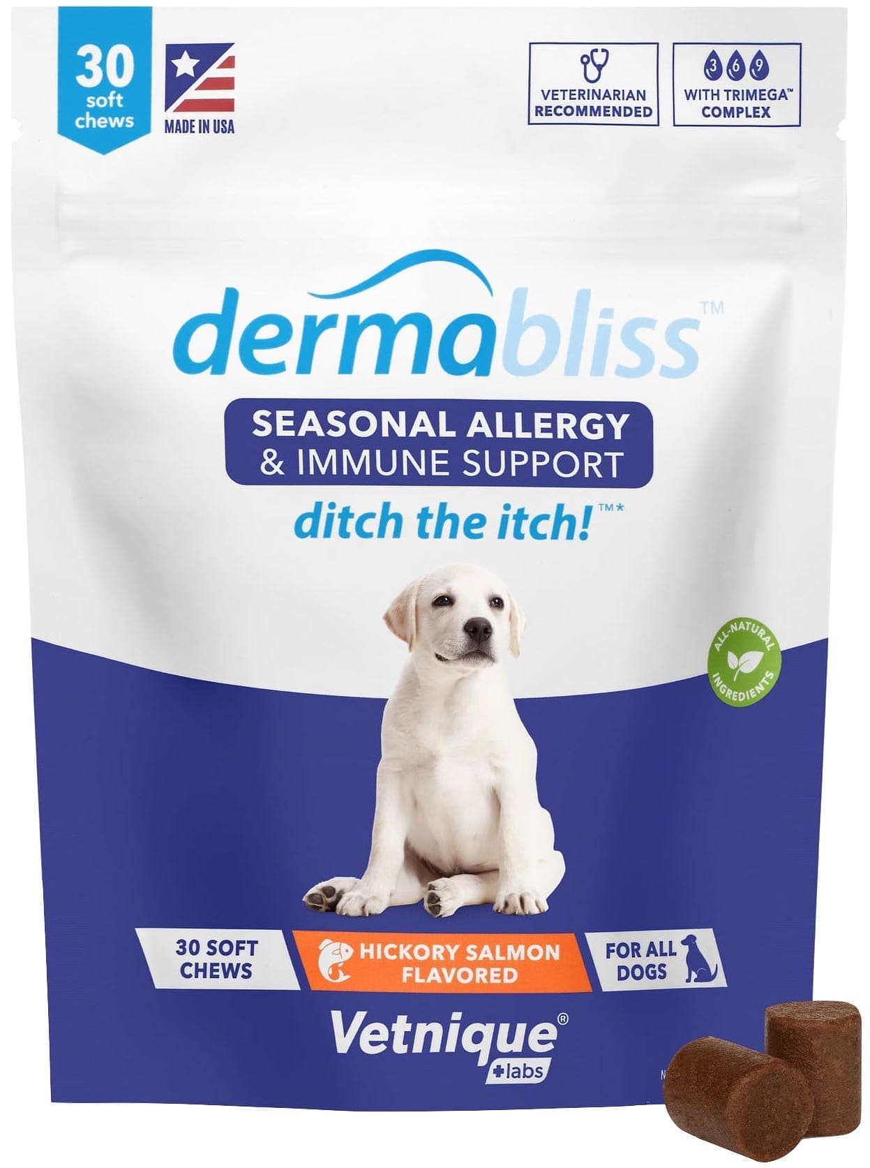 Dermabliss Seasonal Allergy & Immune Support 30 soft chews Hickory Salmon 1