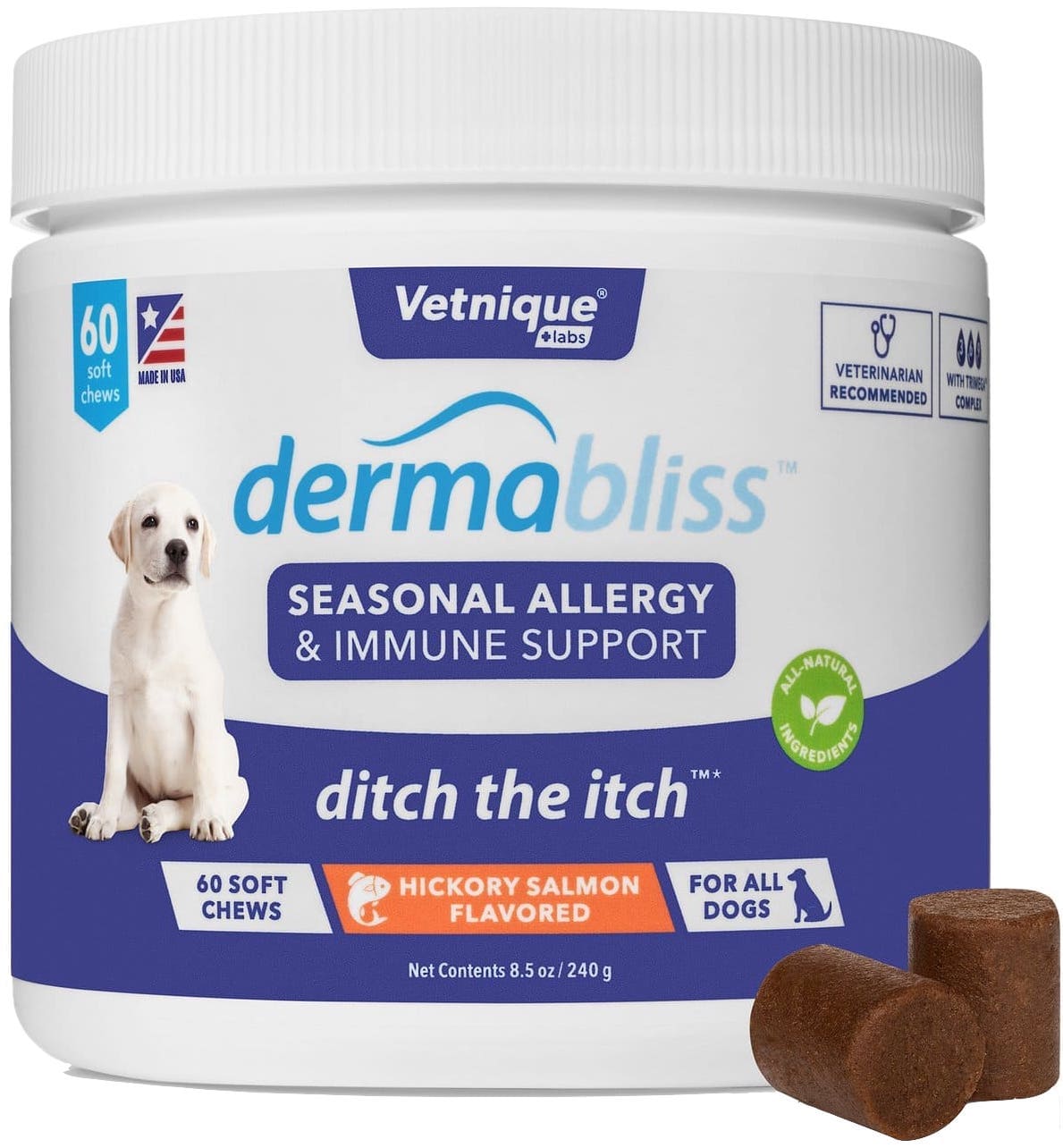 Dermabliss Seasonal Allergy & Immune Support Hickory Salmon 60 soft chews 1