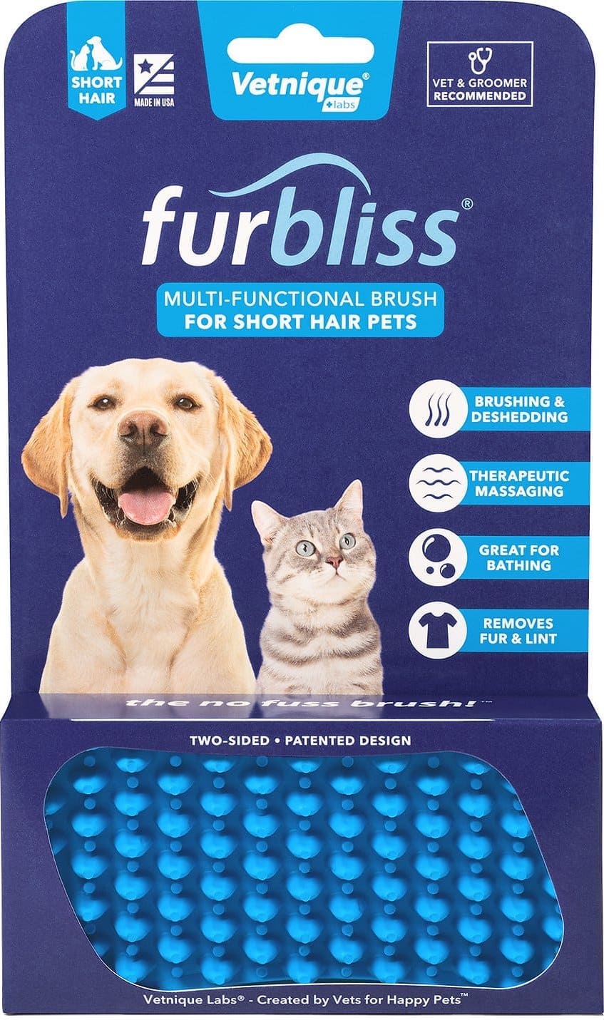 Furbliss Multi-Functional Brush for Pets 1 count with short hair (Blue)	 1