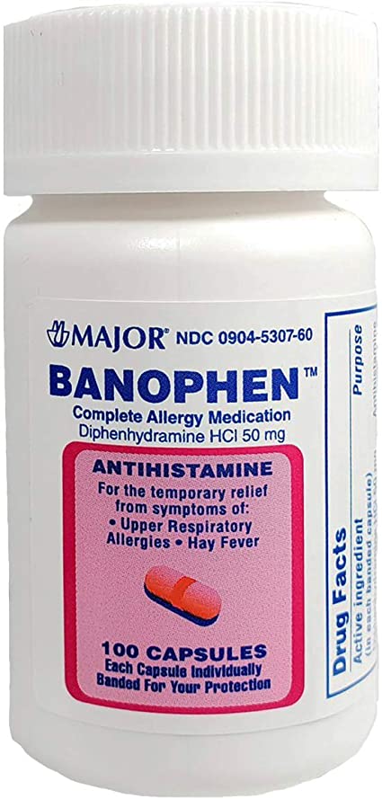 Banophen Diphenhydramine HCI Capsules 50 mg 100 count 1