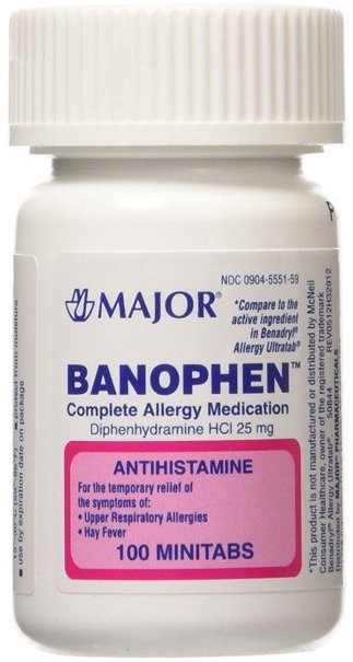 Banophen Diphenhydramine HCI Comprimidos 25 mg 100 count 1