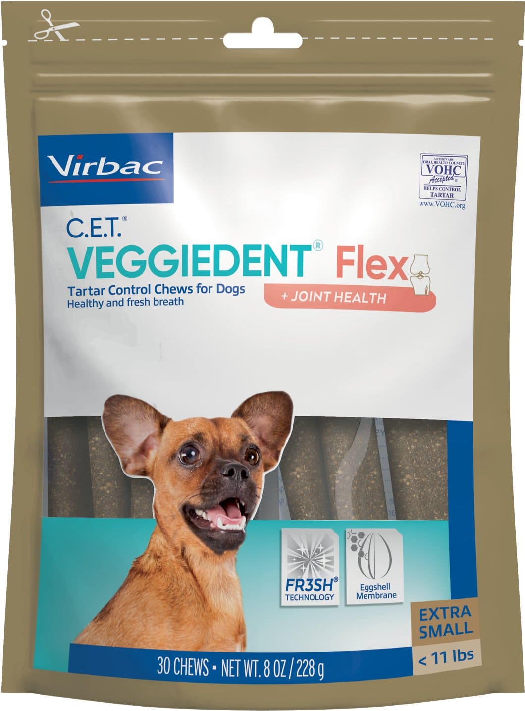 C.E.T. VeggieDent Flex + Joint Health 30 chews for extra small dogs up to 11 lbs 1
