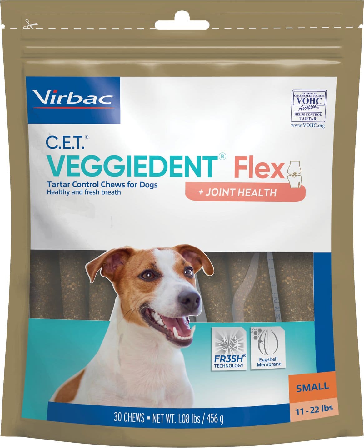 C.E.T. VeggieDent Flex + Joint Health for small dogs 11-22 lbs 30 chews 1