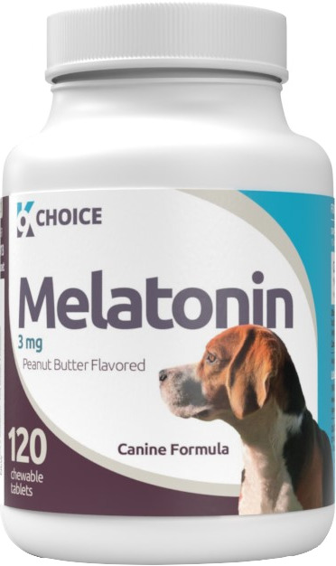 K9 Choice Melatonin 	 3 mg Peanut Butter 120 chewable tablets 1