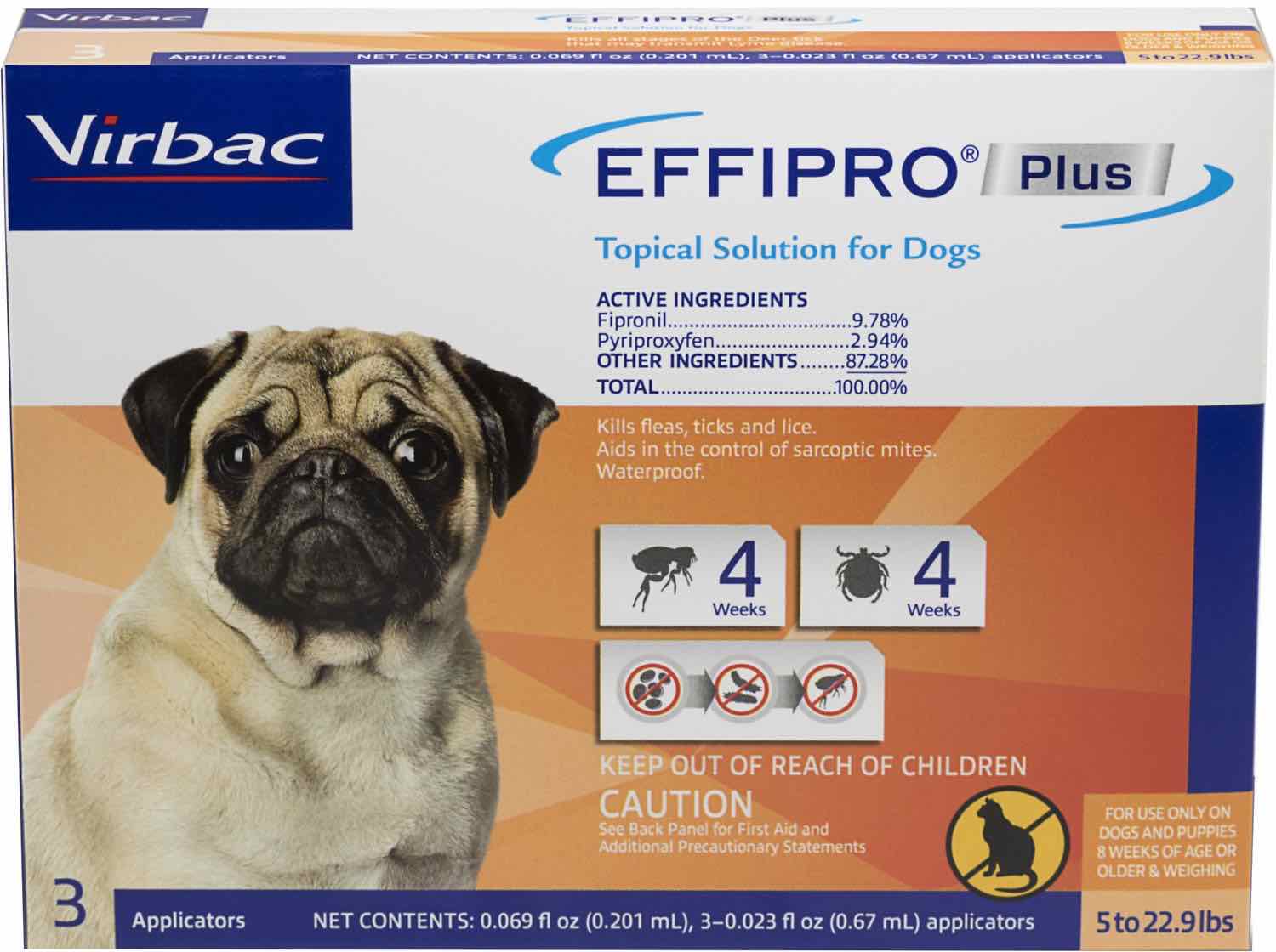 Effipro Plus for Dogs 3 applicators 5-22.9 lbs (Orange) 1