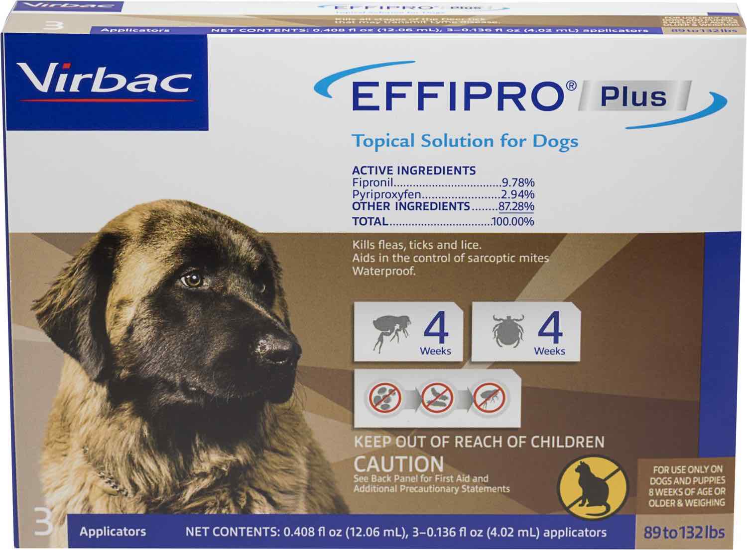 Effipro Plus for Dogs 3 applicators 89-132 lbs (Brown) 1