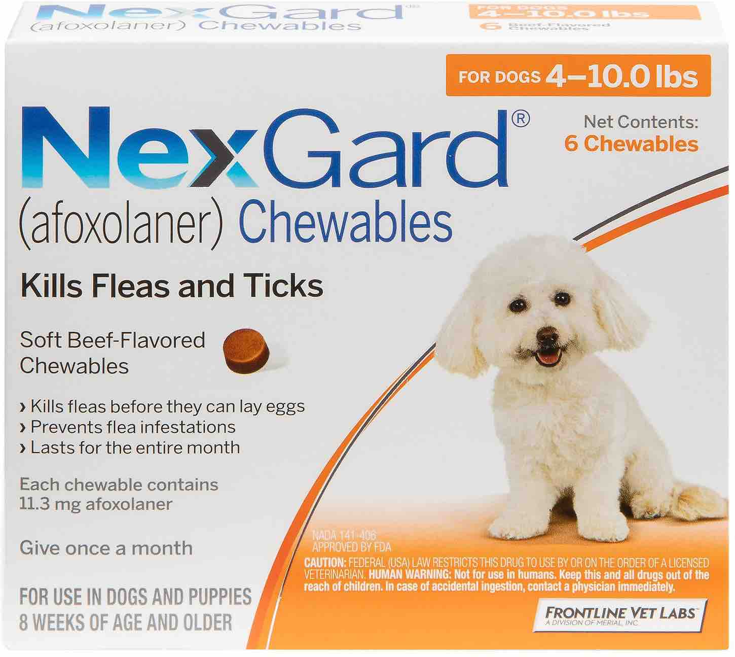 NexGard 6 chewables for dogs 4-10 lbs (Orange) 1