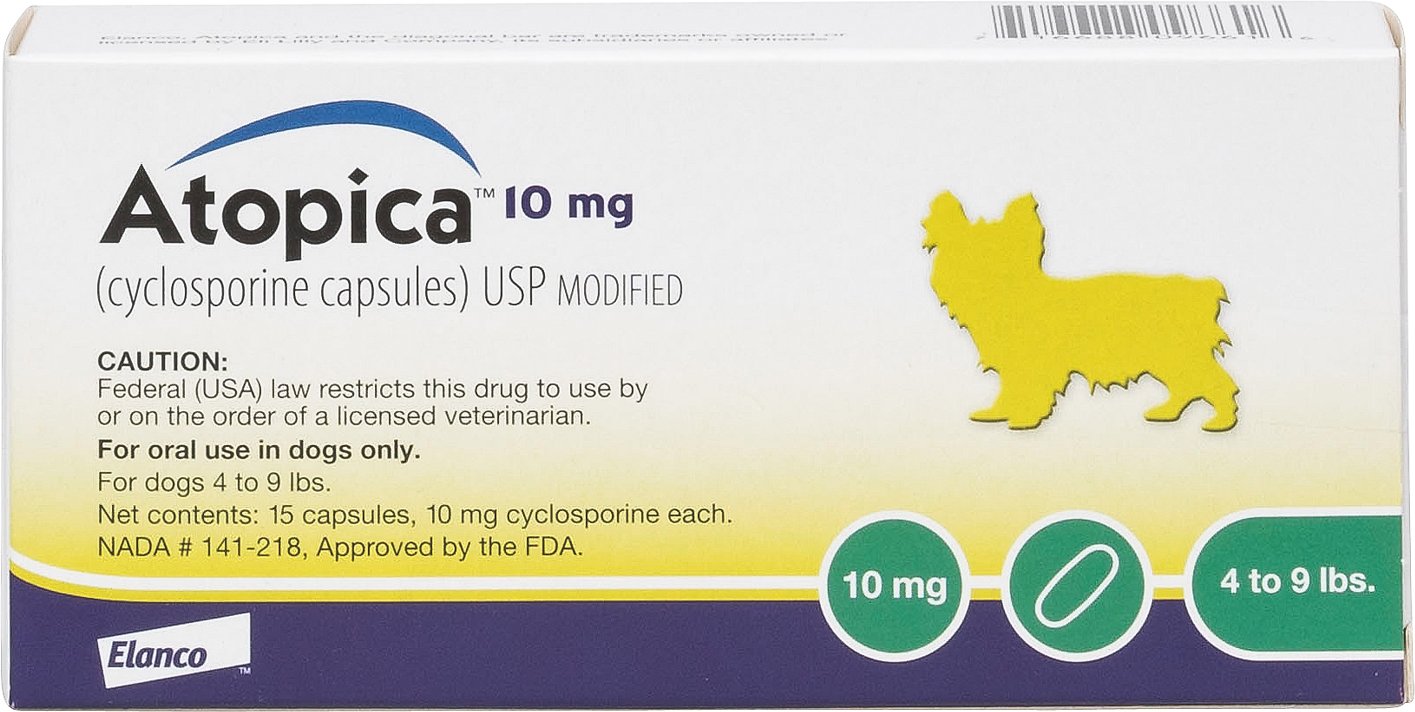 Atopica for Dogs 10 mg  15 capsules 4-9 lbs 1